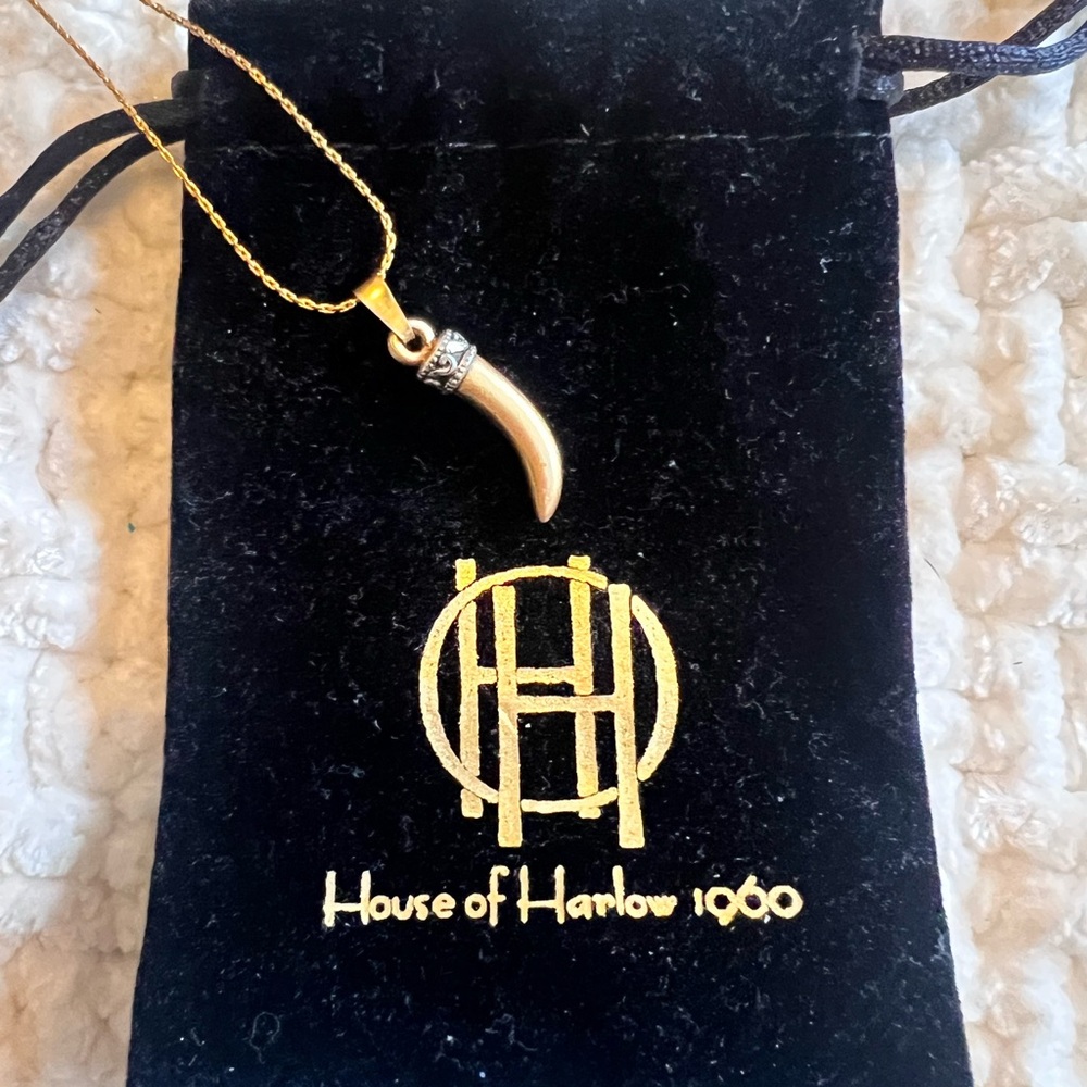 NWOT House of Harlow 1960 Gold Horn Necklace